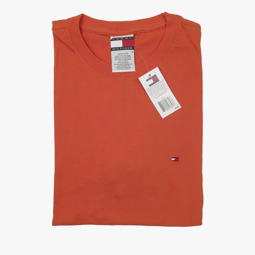 NEW Vintage Tommy Hilfiger T Shirt!  M  Rust Orange  Signature Tommy Flag Chest